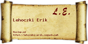 Lehoczki Erik névjegykártya